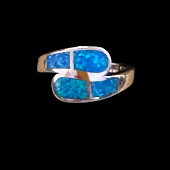 Jewelry - Blue Opal and Sterling Silver Ring — Size 8